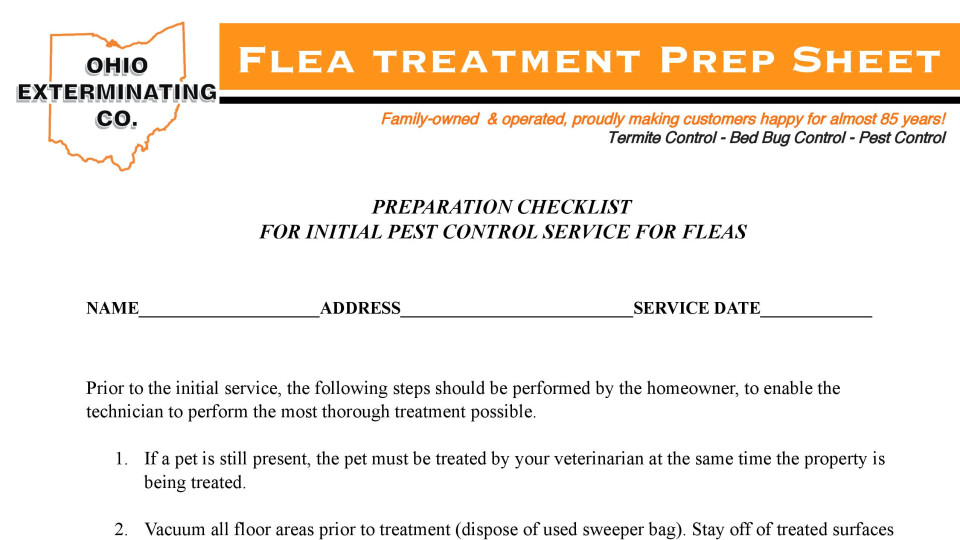 Pest Control Treatment Checklist Pest Control